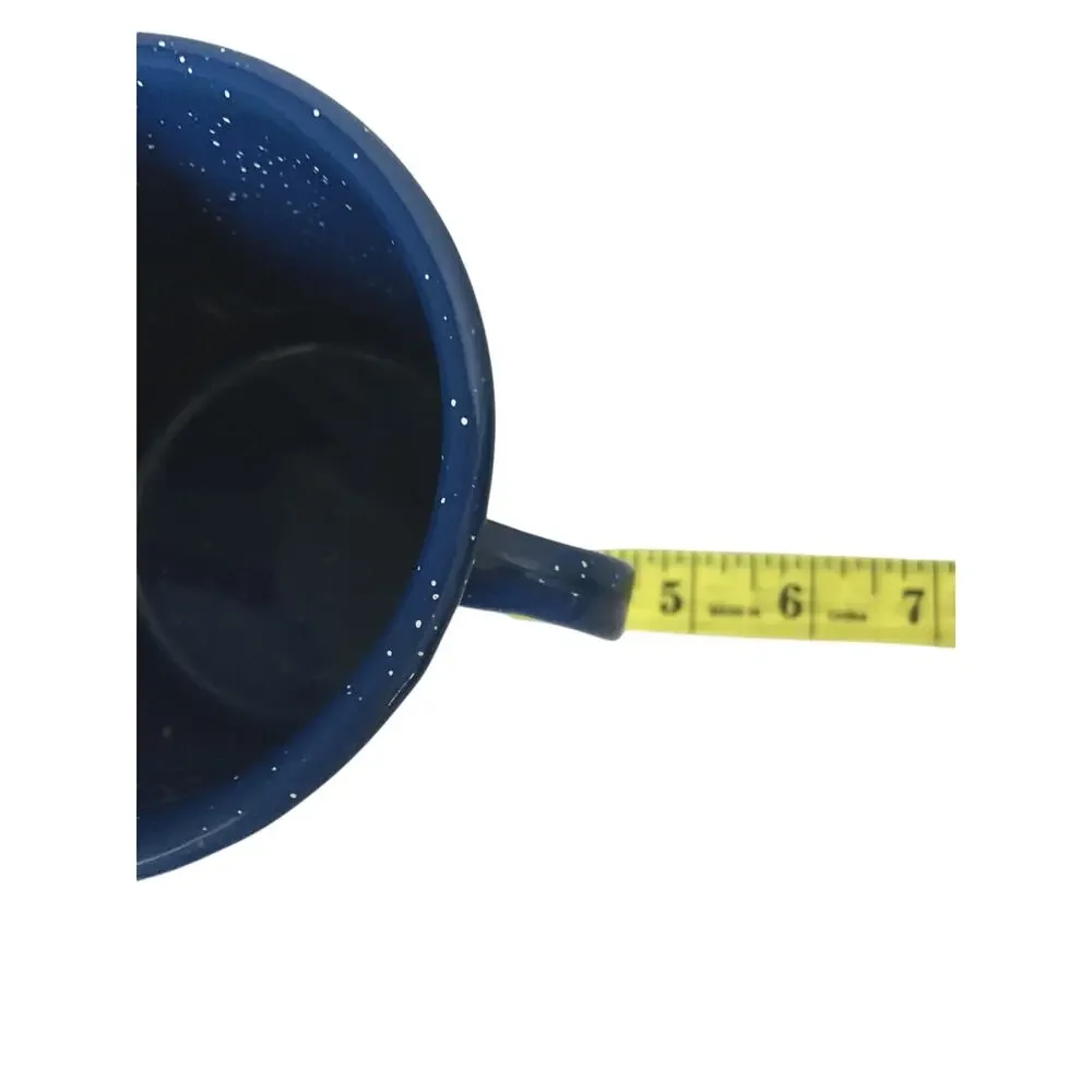 Vintage Blue Speckled Enamel Coffee Pot and Cup (Lid Clasp Attachment Missing)